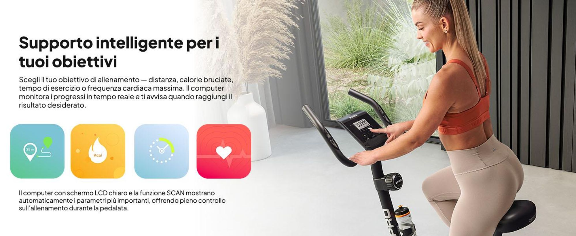 Cyclette magnetica Zipro Beat RS |Display LCD|Massa volanica di 6 kg |Bike fitness 8 livelli di resistenza |Misurazione di tempo, distanza,