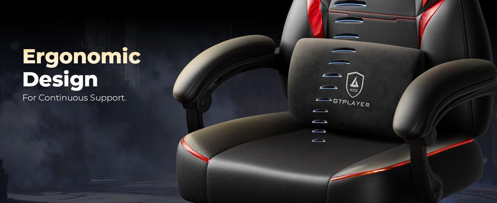 GTPLAYER Sedia da gaming, poltrona da gaming, sedia da gaming con poggiapiedi, cuscino lombare, poggiatesta, regolabile in altezza, braccioli regolabili con poggiapiedi, rosso