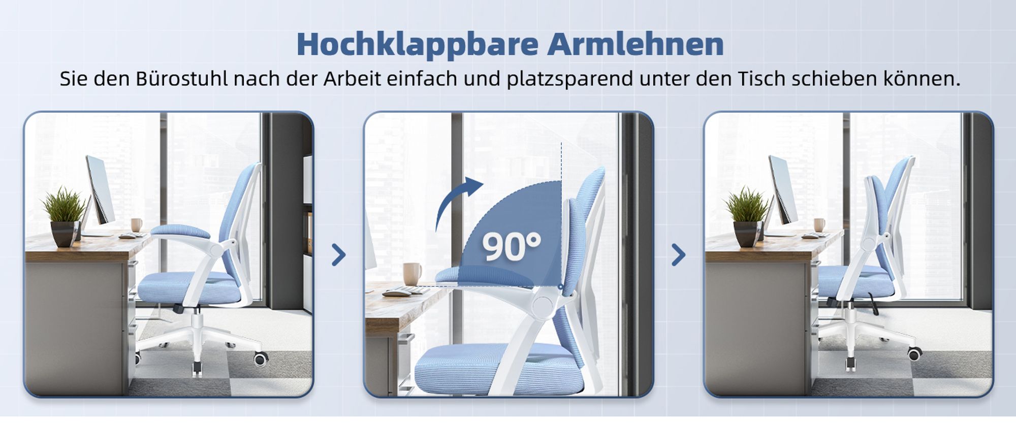 Aiibot Bürostuhl,Bürostuhl Ergonomischer mit klappbaren Armlehnen Schreibtischstuhl Armlehnen Höhenverstellbarer Drehstuhl Chefsessel bürostuhl 150 kg
