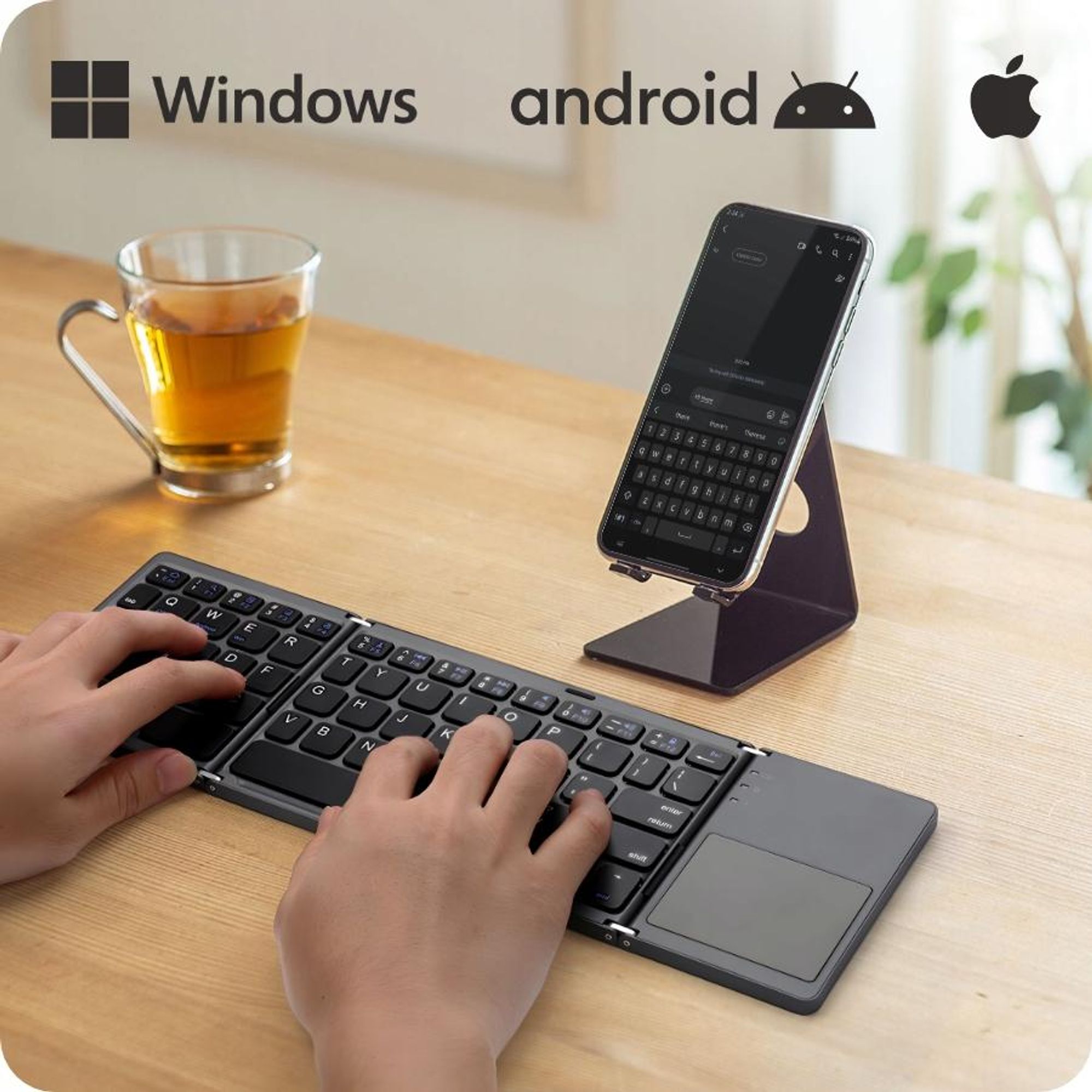 Składana Bezprzewodowa Klawiatura Smartfon Android iPhone BT 15m Touchpad