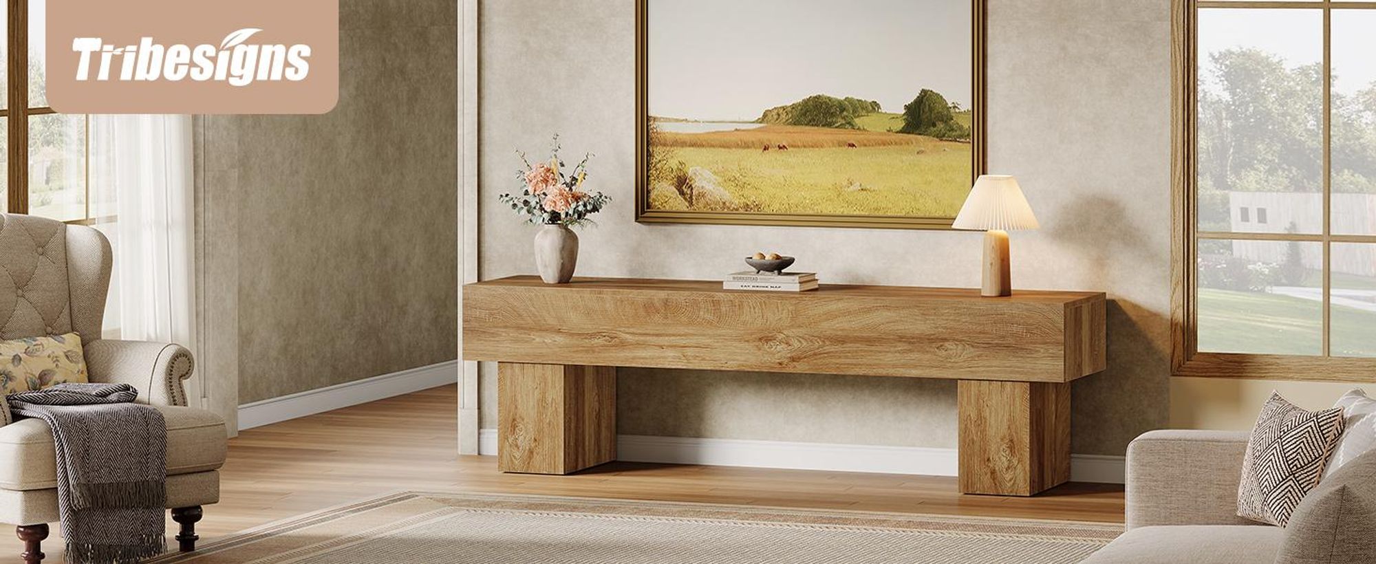 Tribesigns 160 cm TV-Schrank, niedriger TV-Konsolentisch für Wohnzimmer, 40 x 160 x 50 cm, Fernsehschrank für 140-165 cm Fernseher