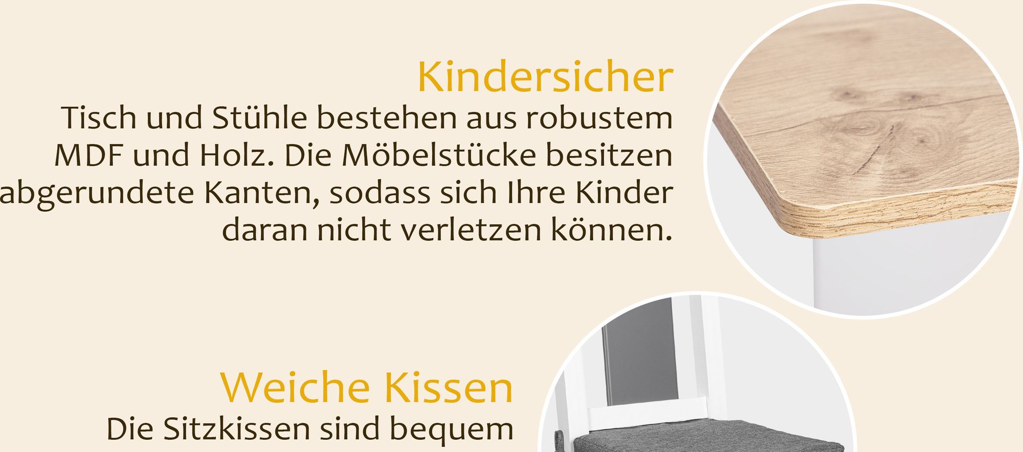 ONVAYA® Kindertisch-Set mit Stühlen | Kindersitzgruppe mit Stauraum | Kindermöbel-Set mit Tisch & 2 Stühlen | Kindertischgruppe Holz | Sitzgruppe
