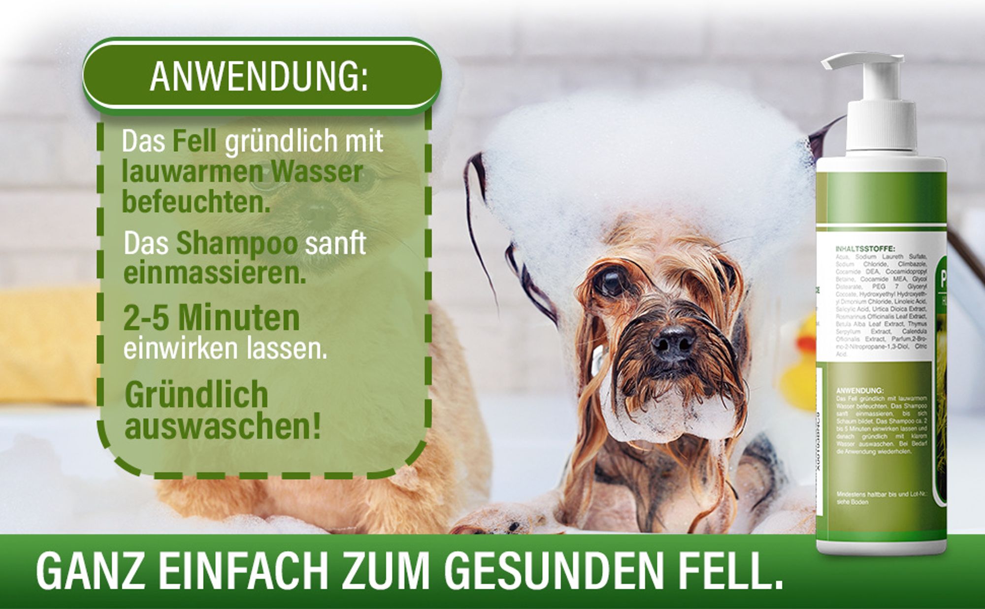 Adema Natural® | Petbath | Shampoo für Hunde - Hundeshampoo gegen Fell Geruch & Juckreiz – Fellpflege – für alle Hunderassen geeignet