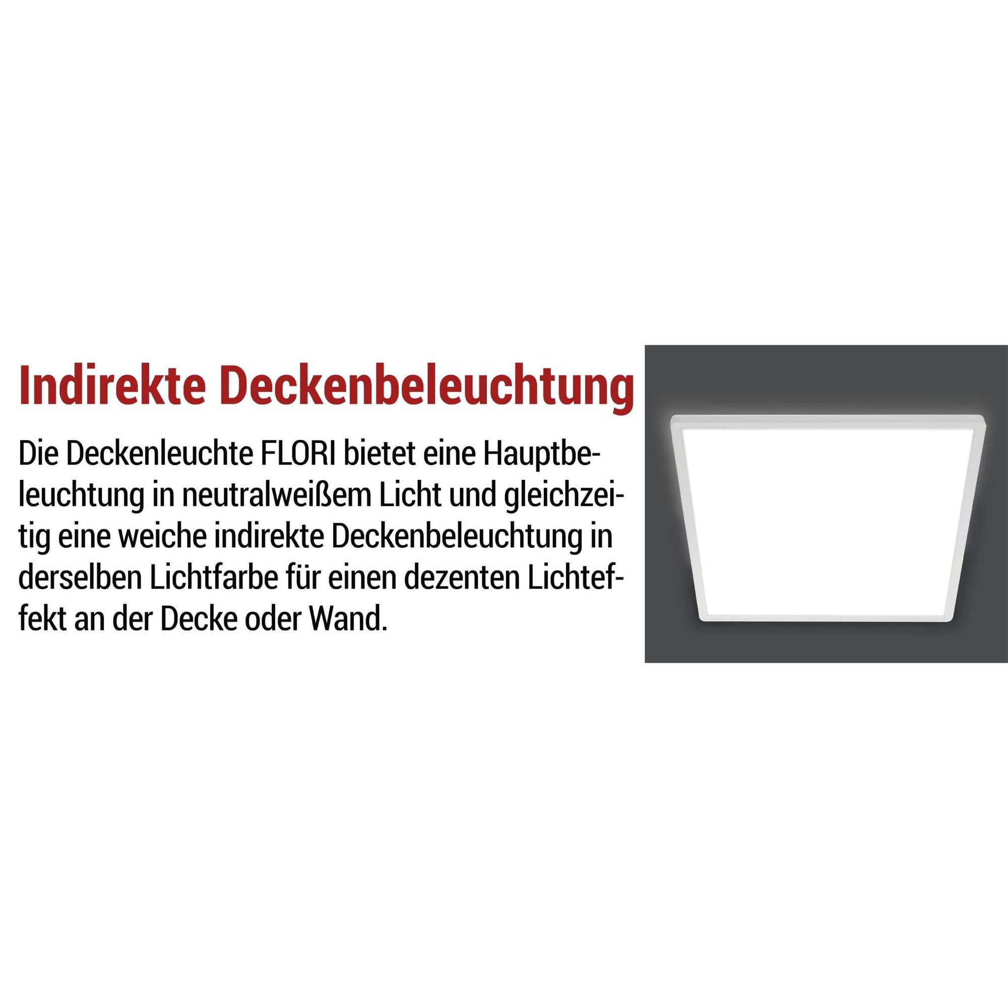 EMOS - LED-Wand-/Deckenleuchte FLORI, quadratisch - neutralweiß 4000 K - 2200 lm