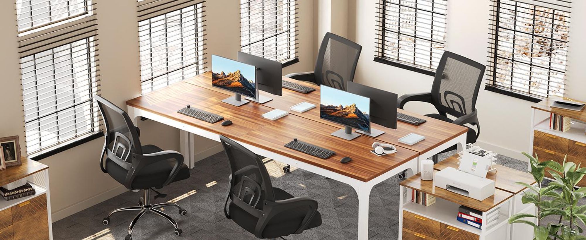 Schreibtisch, 200 cm Computertisch für 2 Personen, PC-Arbeitstisch, Konferenztisch, große Businesstische, Tische, für das Homeoffice