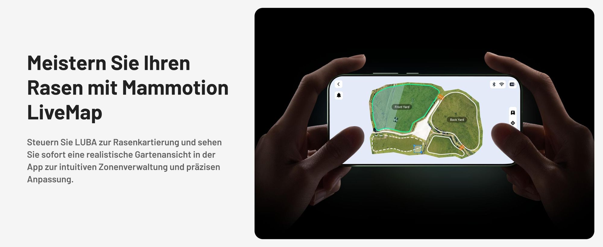 Mähroboter Mammotion LUBA Mini 2 AWD 1500, ohne Kabel, bis zu 1500m², Randmähen, DropMow, Allradantrieb, 80% Steigung, Auto-Kartierung, 4G Moudel, APP
