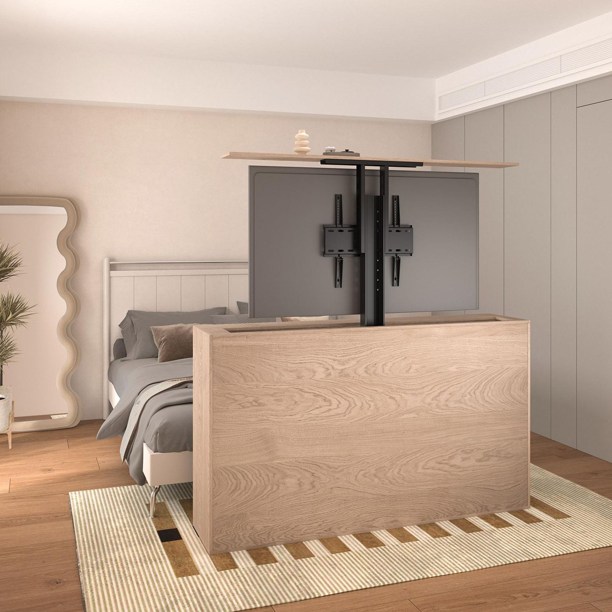 Elektrisch Höhenverstellbare Halterung für TV, 32''-55''', Decken- und Bodenmontage VESA 400x400, max 50kg, MC-976