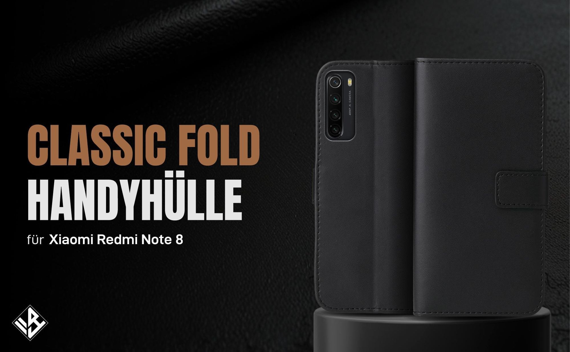 Schwarze Klapphülle für Xiaomi Redmi Note 8 mit Wallet-Funktion