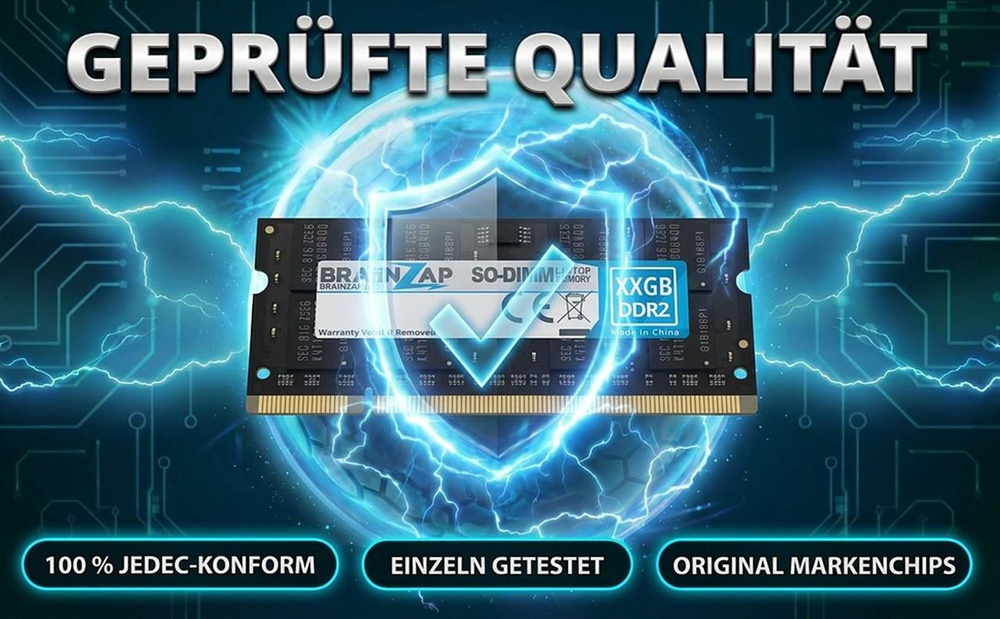 BRAINZAP 4GB DDR2 RAM SO-DIMM PC2-5300S 2Rx8 667 MHz 1.8V CL5 Notebook Laptop Arbeitsspeicher (2x 2G