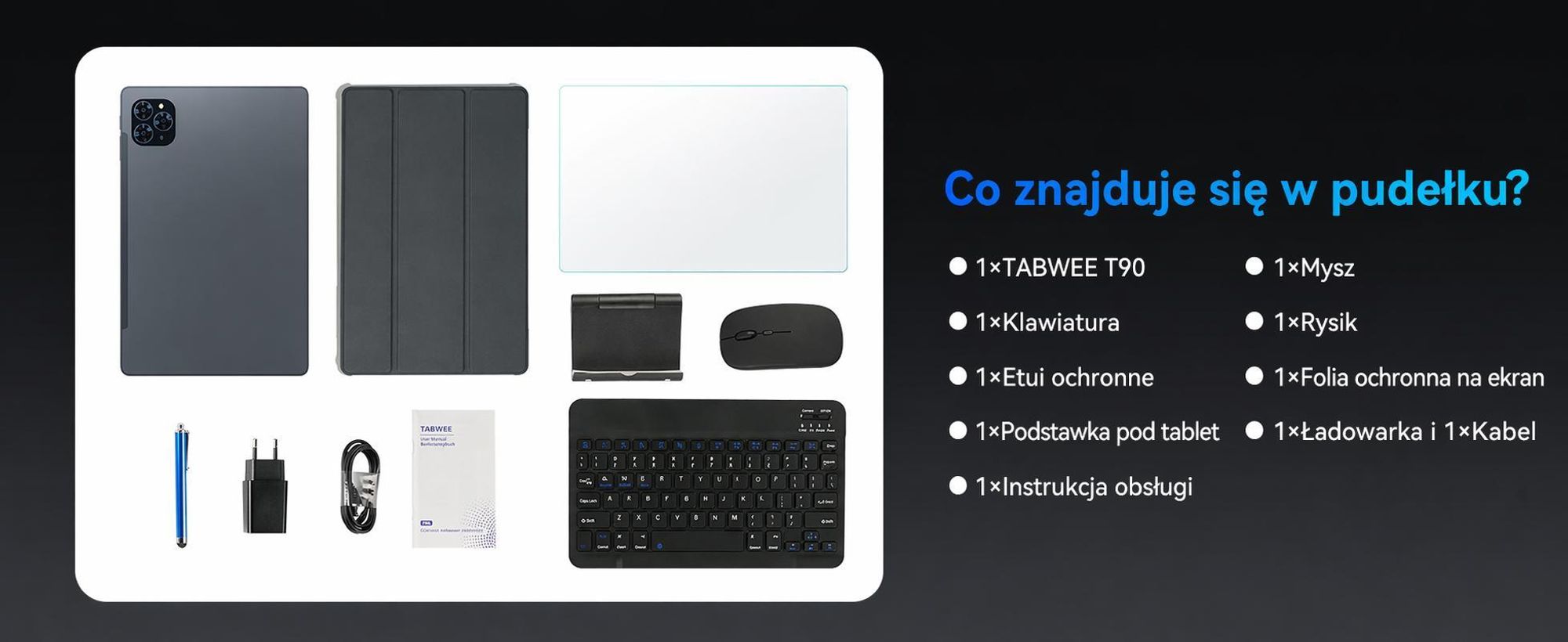 T90 Android 16 Tablet z klawiaturą i rysikiem–11-calowy tablet, 24+128 GB, FHD+1920x1200, ośmiordzeniowy procesor, 8000 mAh, Face ID, 13MP+5MP,GPS