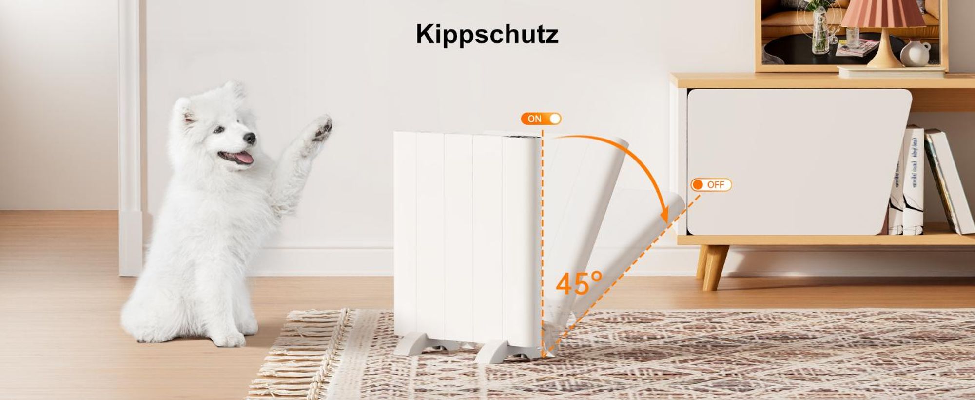EMKE® Elektroheizung 700W Elektro Konvektor 453x500x60mm mit WIFI und Alexa-Sprachsteuerung, Standgerät & Wandmontage Elektroheizkörper ohne Heizstab