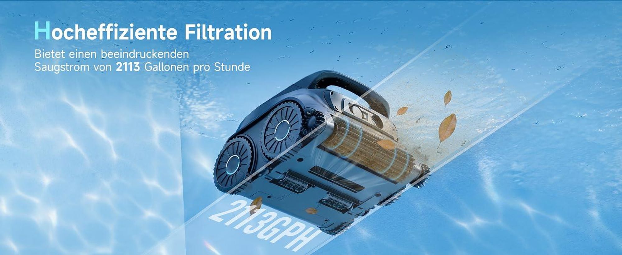 WYBOT OS600: Kabelloser Poolroboter, 6,5kg leicht, 120 Min Laufzeit, 180μm Filter, App-Steuerung
