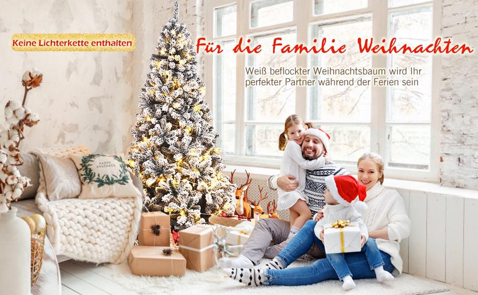 COSTWAY Künstlicher Weihnachtsbaum 1,8m – Mit W-Ständer Aus Metall, Für Innen & Außen, PVC-Nadeln, Einfach Aufzubauen & Zu Verstauen