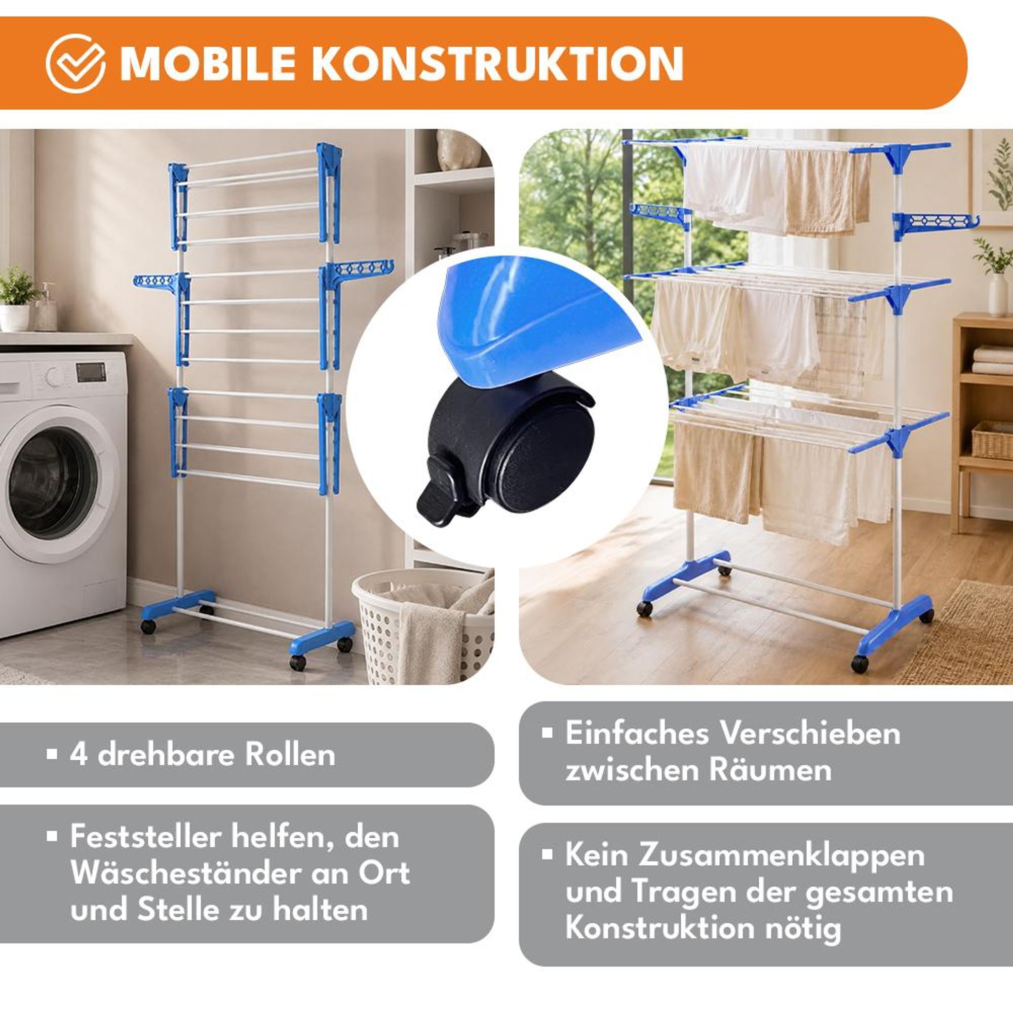 KRUMAD Wäscheständer Wäscheturm, Wäschetrockner klappbar, Trockenständer für Kleidung, Handtücher und Textilien