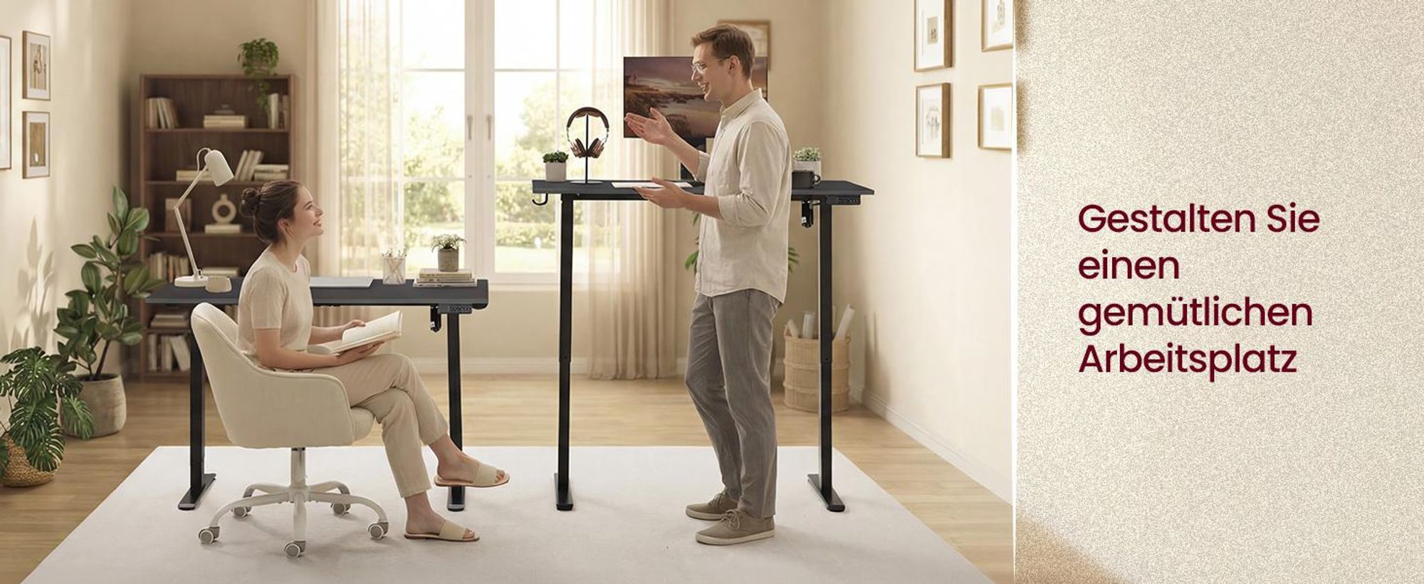 VASAGLE Elektrischer Höhenverstellbarer Schreibtisch mit Memory-Funktion und Erinnerung, 140 x 60 cm, Schwarz