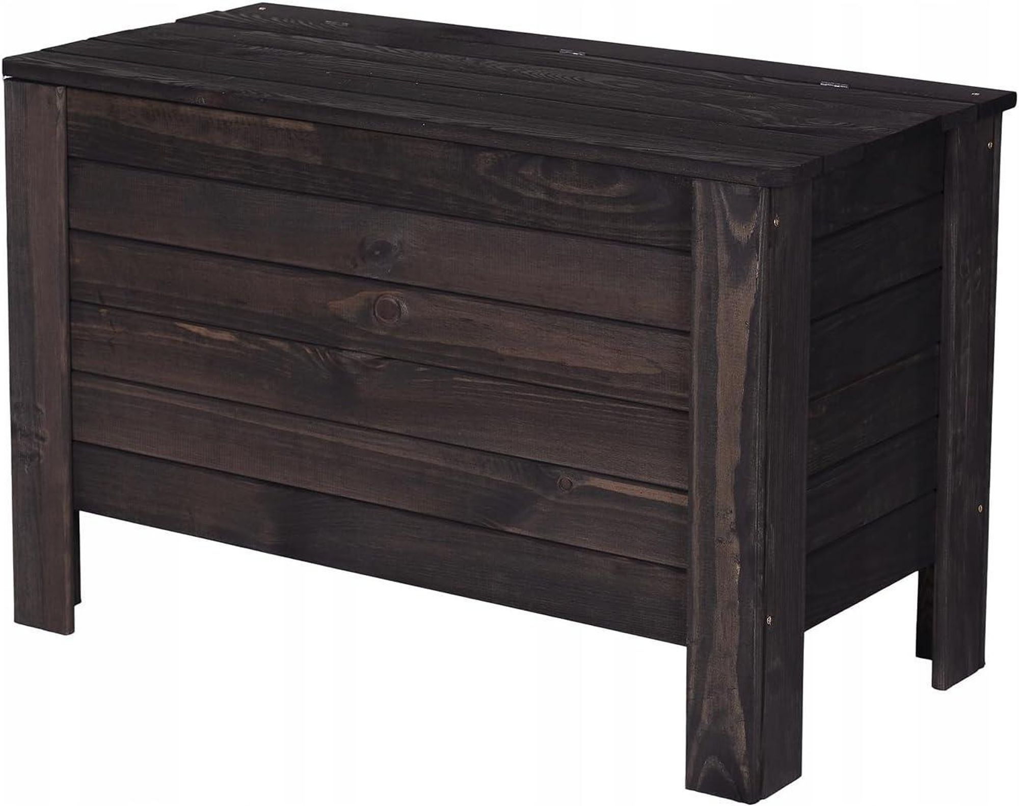 STOLMAK Gartenbox aus Holz 166 l 80x52x40 cm Schwarz Massivholz Kiefer Auflagenbox Kissenbox Holztruhe Aufbewahrungsbox Gartenmöbel