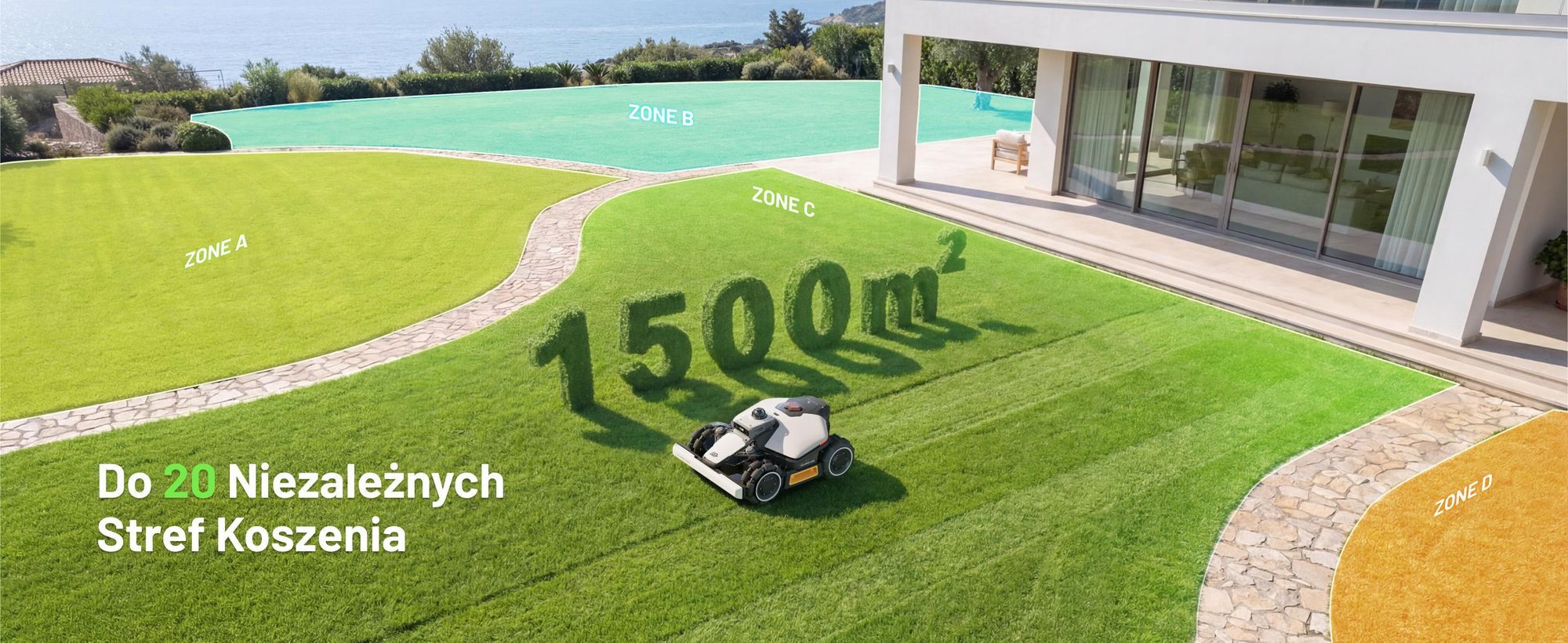 Robotická sekačka Mammotion LUBA Mini 2 AWD 1500 s garáží, bez kabelu, do 1500 m², sekání okrajů, DropMow, auto-mapování, 4G, APP