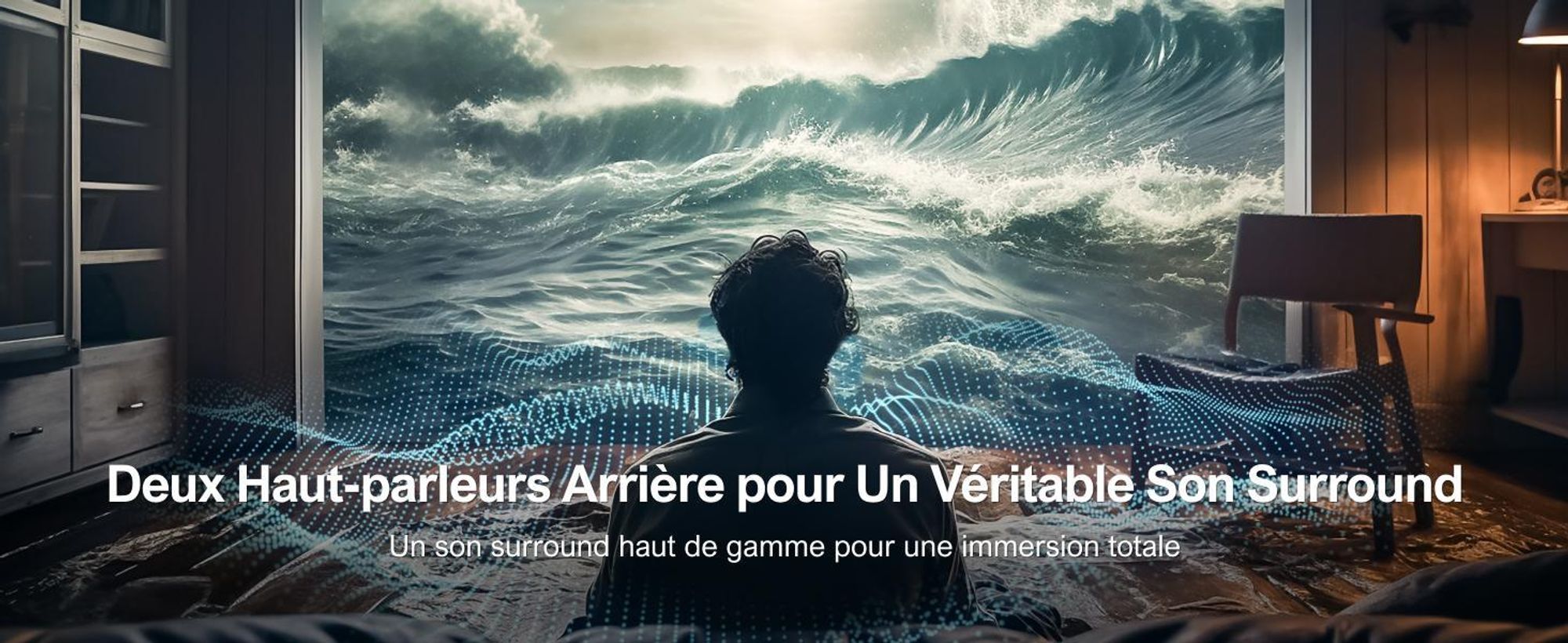 ULTIMEA Poseidon D50 - Barre de son surround 5.1, Système de son surround virtuel, Barre de son pour téléviseur avec caisson de basses et haut-parleurs arrière