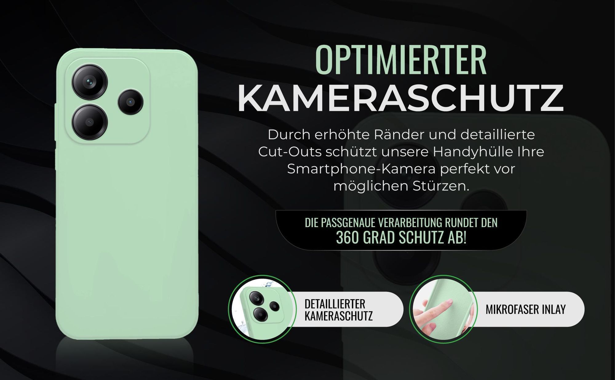 Handyhülle in Türkis für Xiaomi Redmi Note 14 5G in detailliertem Kamera Cutout