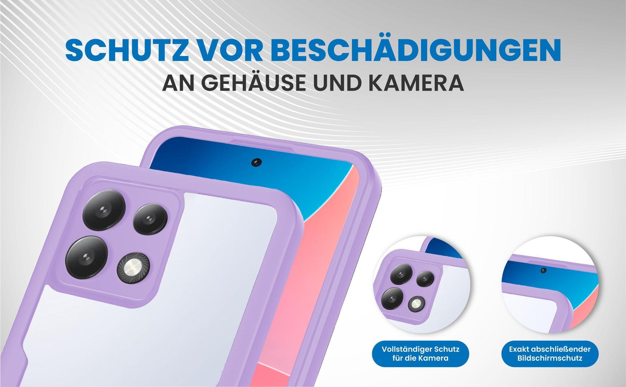 Violette 360 Grad Handyhülle für Xiaomi Redmi Note 13 5G Front und Backcover