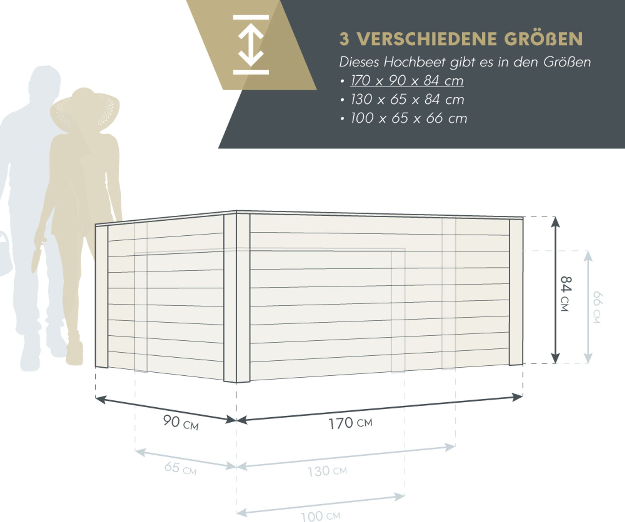 Westmann Klassik 170 Garten Hochbeet aus Holz Lärchenholz 170x90 cm