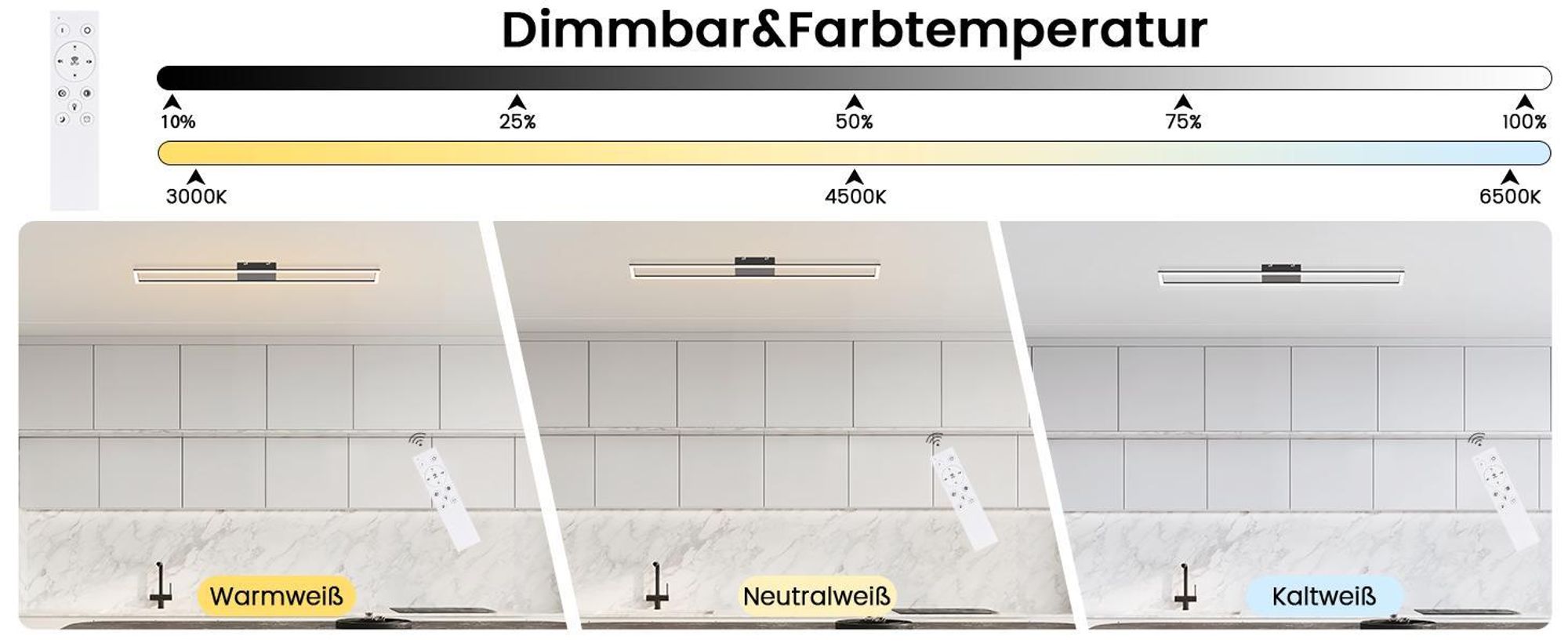 ZMH LED Deckenleuchte Schwarze Rechteckig Wohnzimmerlampe Moderne 40 W Schlafzimmerlampe dimmbar mit Fernbedienung