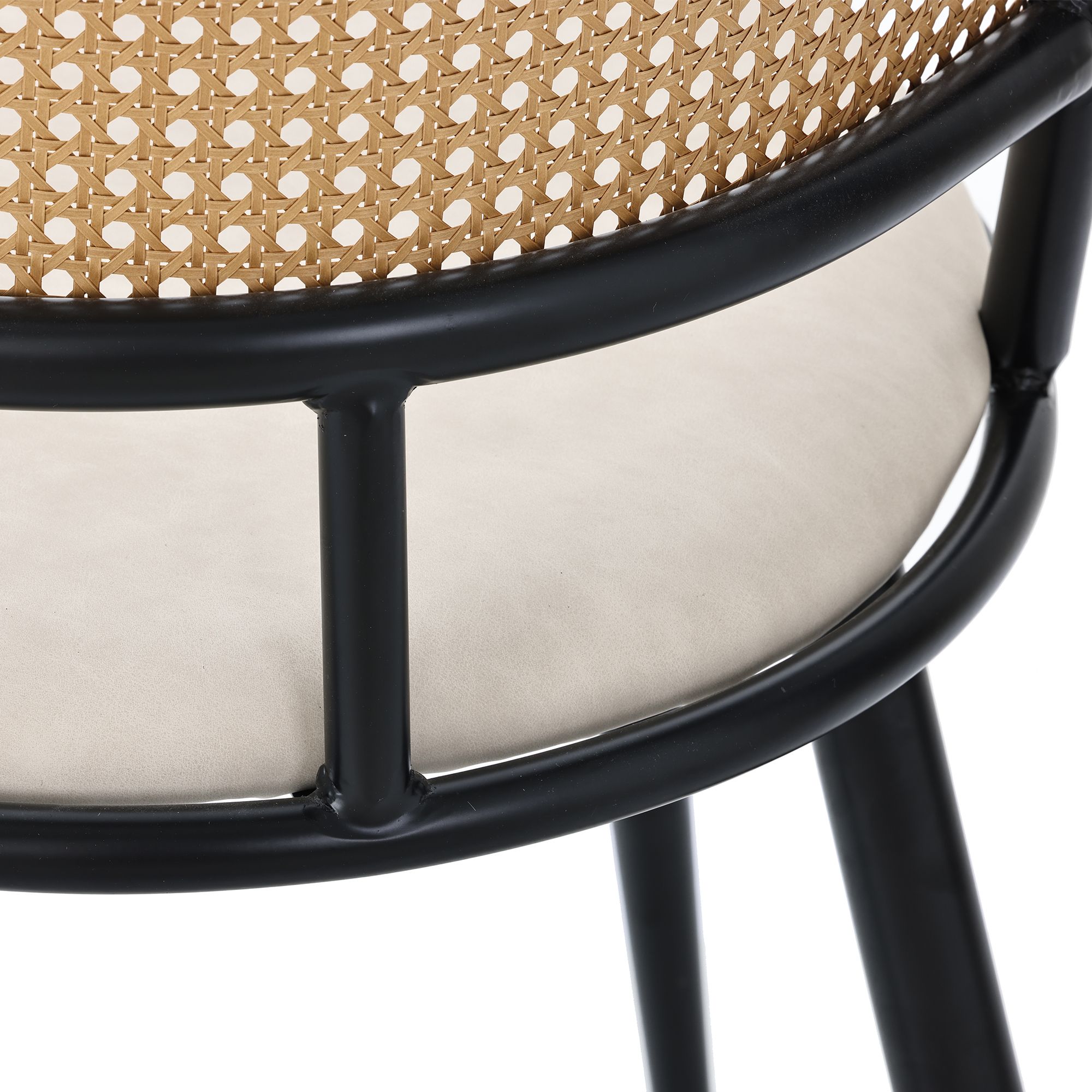 Flieks Rattan Esszimmerstühle 4er Set, Esstischstühle Küchenstühle mit Metallbeinen, Gartenstuhl Freizeitstuhl Wohnzimmerstuhl, PU, Schwarz