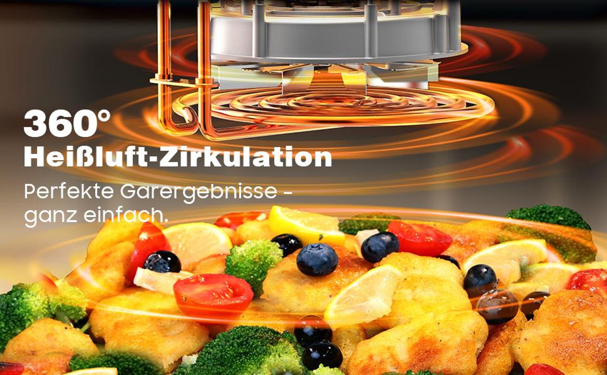 Heißluftfritteuse-Airfryer 9L mit Touch Controls, 9 voreingestellten Programmen, 2350 W, Sichtfenster mit Beleuchtung, Antihaft-Fritteuse, Schwarz