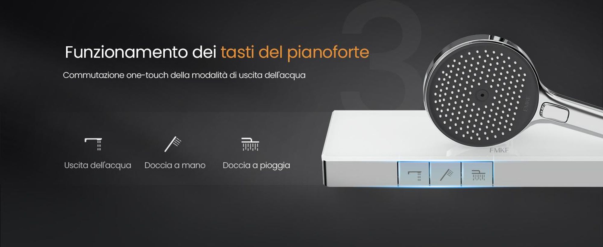 Sistema doccia EMKE con termostato - set di rubinetteria per doccia in acciaio inox, doccetta a 3 getti, doccia a pioggia rotonda, rubinetteria per vasca e doccia, cromo F22