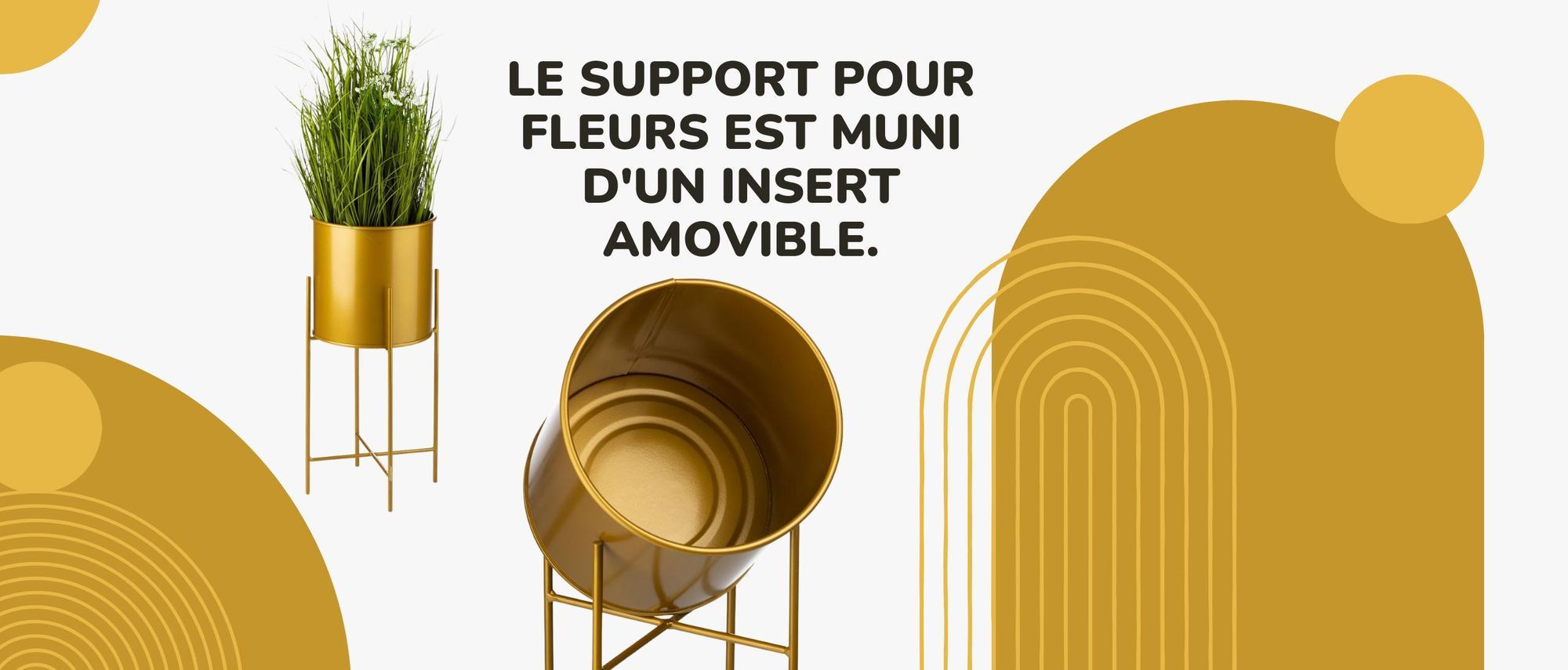 Howhomely, support pour plantes, support pour fleurs, pot de fleurs, métal, noir, doré