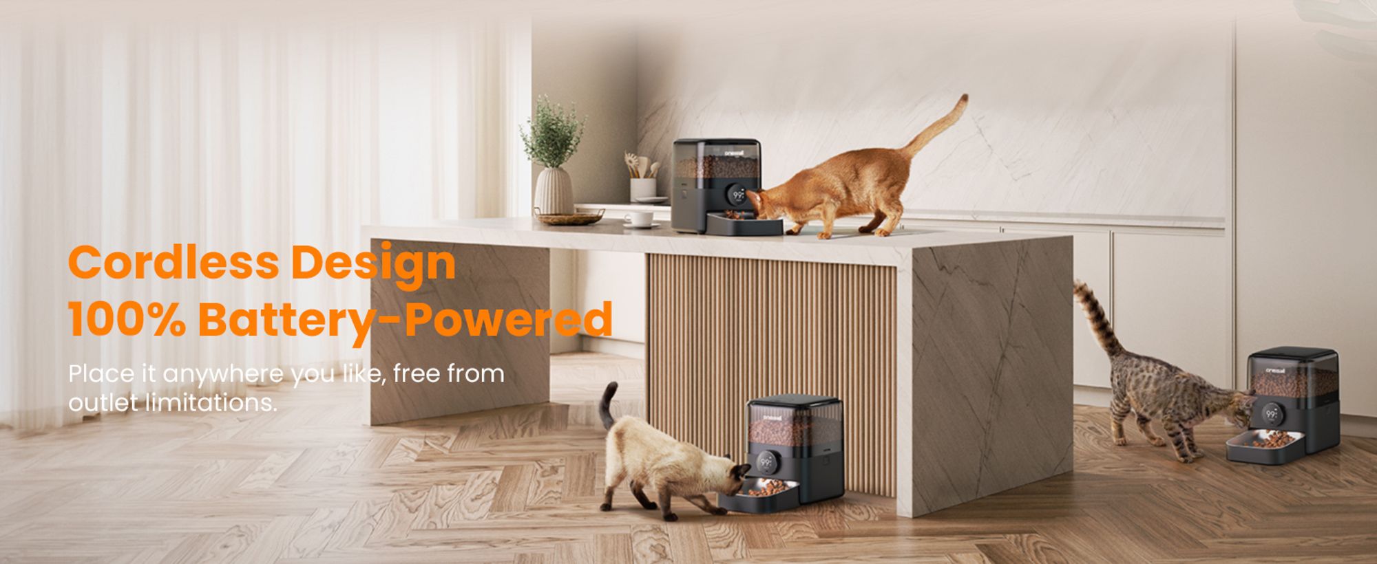 Katzen-Futterautomat Oneisall Kabellos mit APP-Steuerung, 3L ein Nafp/5L zwei Näpfe