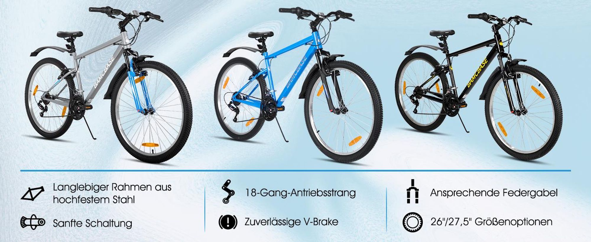 HILAND Mountainbike 26 Zoll Herren Studenten fahrräder, Gelände Pendlerfahrräder Mit 18 Gang, Doppel-V-Bremsen, stoßdämpfender Federgabel, Schwarz