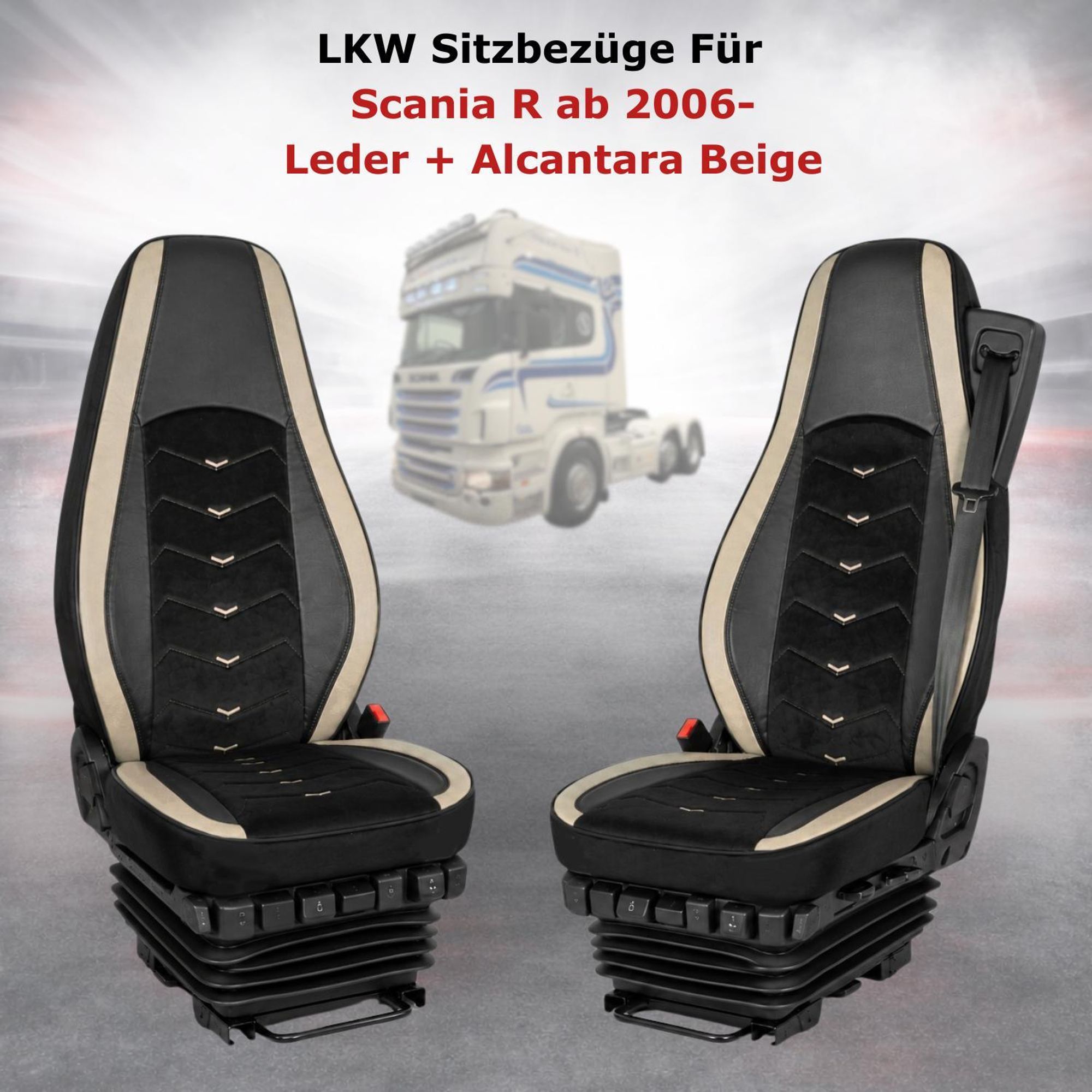 LKW Sitzbezüge Für Scania R Sitzauflagen Schonbe Leder + Alcantara ab 2006-Beige