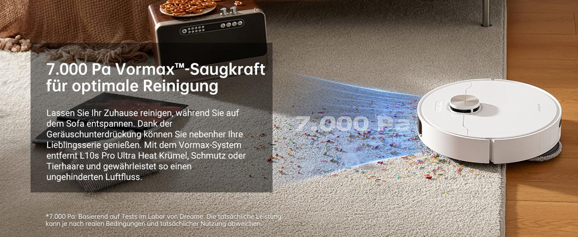 Dreame L10s Pro Ultra Heat Roboter Saugroboter mit Wischfunktion,Automatische Moppreinigung,heißem Wasser,7000Pa,Doppelte Mopp- und Bodenreinigung