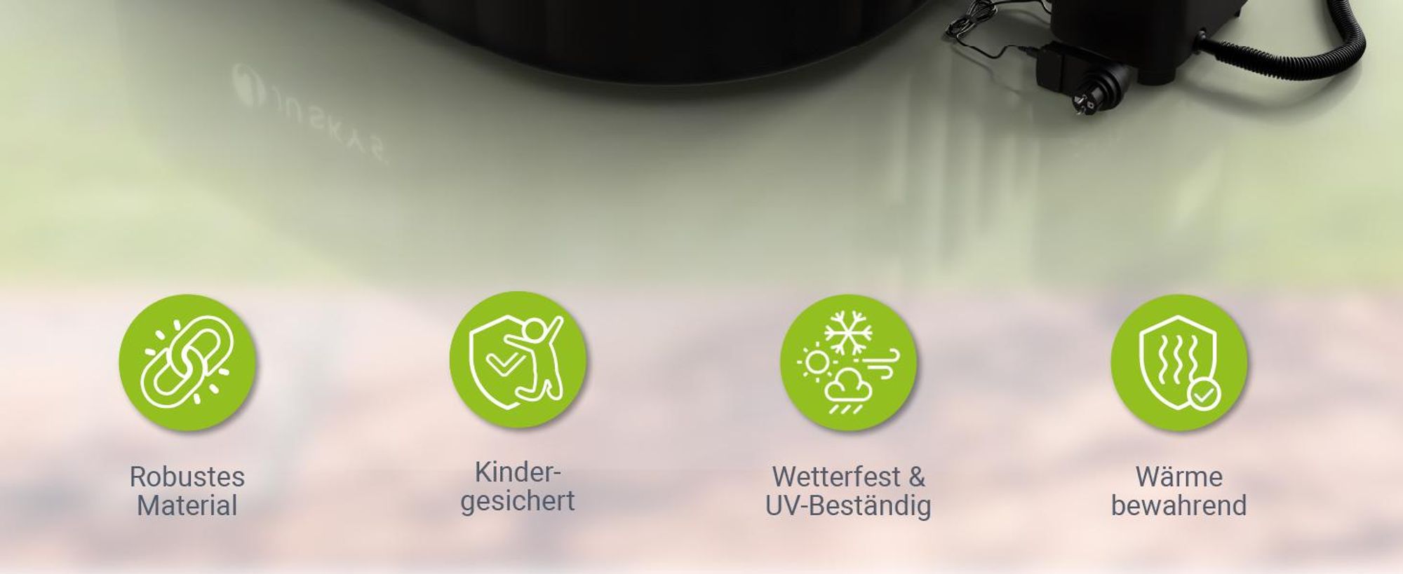 Juskys® Whirlpool SpaLuxe Schwarz/Weiß - 3000W 130 Düsen aufblasbar 185x185x65 cm