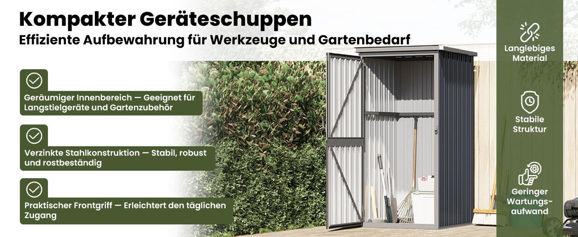 vidaXL Gerätehaus Anthrazit 88x89x161 cm Verzinkter Stahl