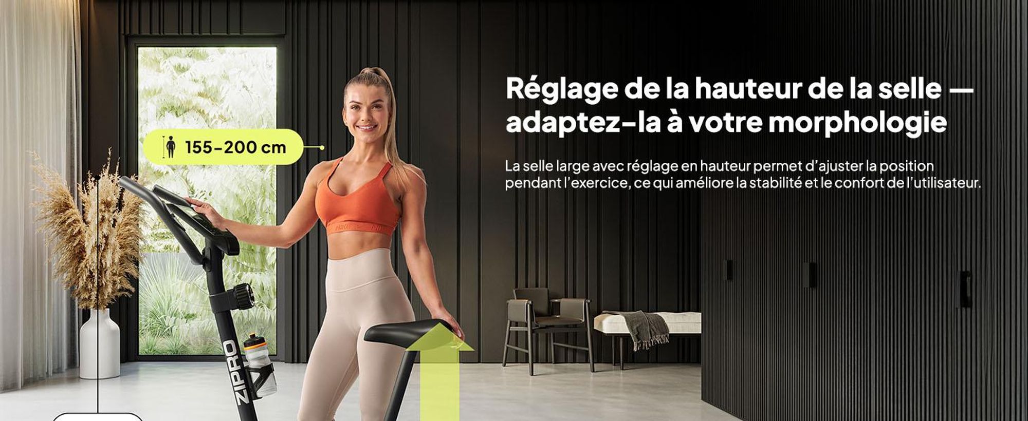 Zipro Beat RS Vélo d'appartement magnétique |écran LCD| masse d'inertie de 6kg | roue de fitness 8 niveaux de résistance | mesure du temps