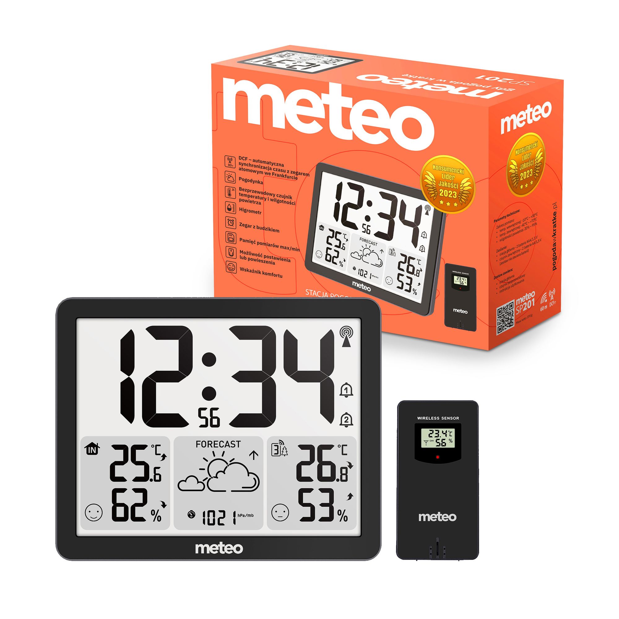 Wetterstation Meteo Sp200 Mit Wetteranzeige Lcd-Bildschirm Drahtloser Dcf-Sensor
