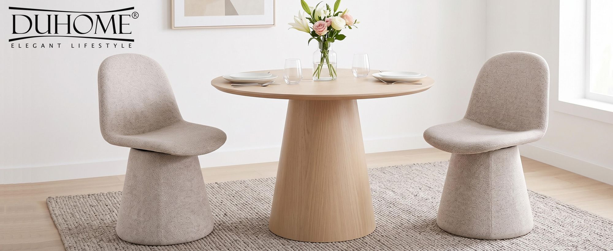 Duhome sedia da pranzo in tessuto bouclé Poltrona imbottita Poltrona imbottita con schienale Sedia girevole per sala da pranzo Soggiorno Camera da letto, Beige