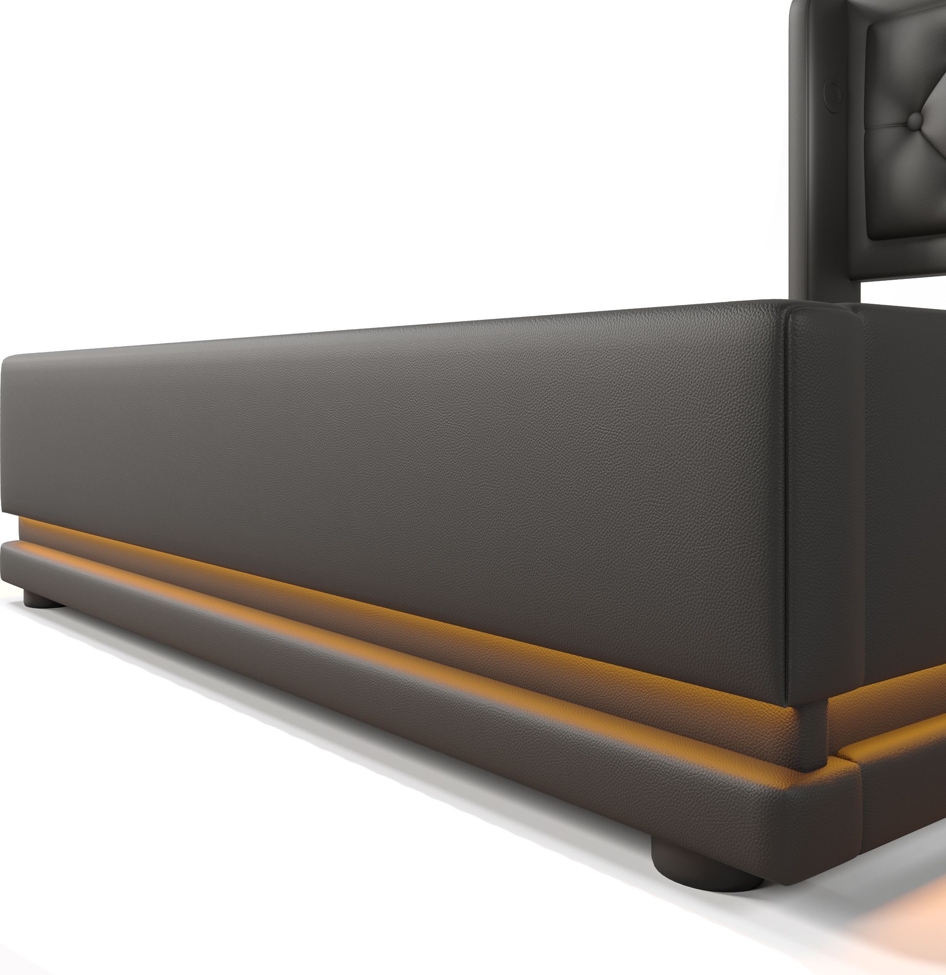 Flieks Polsterbett 90x200cm mit USB & Typ-C, Einzelbett Jugendbett mit LED, Hydraulisches Stauraumbett Boxspringbett mit Lattenrost, PU, Schwarz