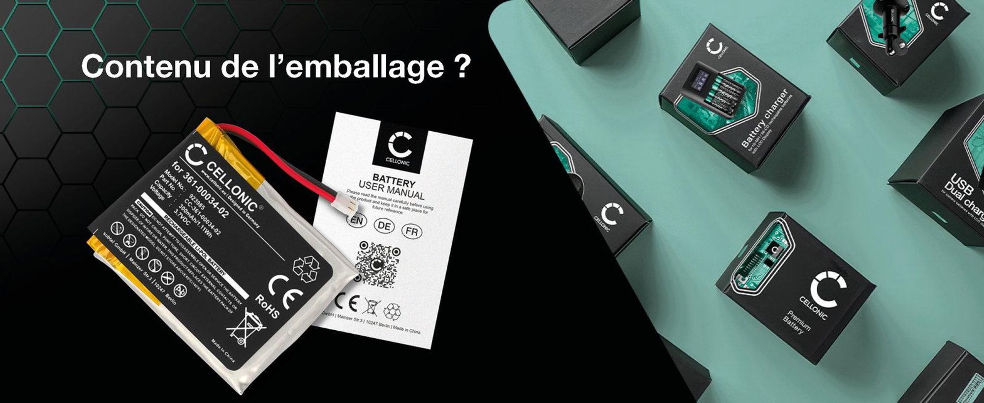 CELLONIC 1x Batterie pour Montre connectée et bracelet de fitness Compatible avec Garmin Fenix, Fenix 3, Fenix 3 HR, 361-00034-02 - (300mAh, 3.7V)