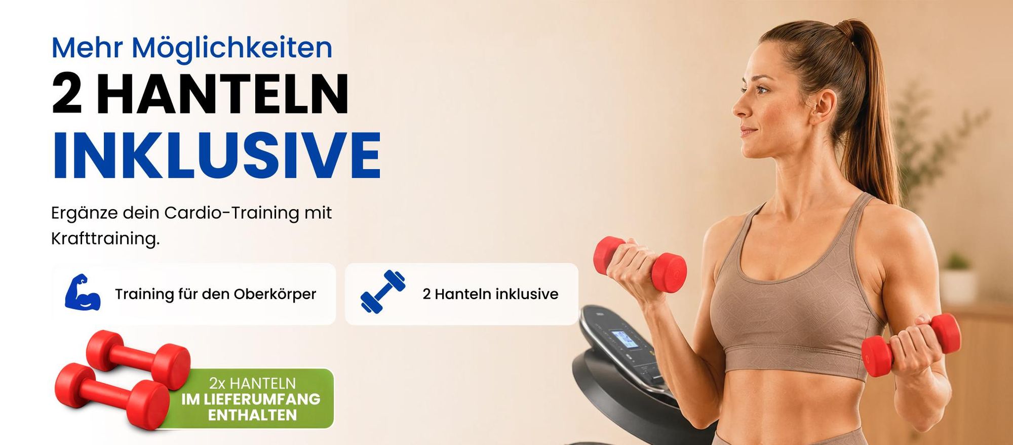 URBOGYM V550M elektrisches Laufband mit Massagegurt, Bauchtrainer, 15 km/h, 130 kg, 12 Programme, FITSHOW-App, klappbar