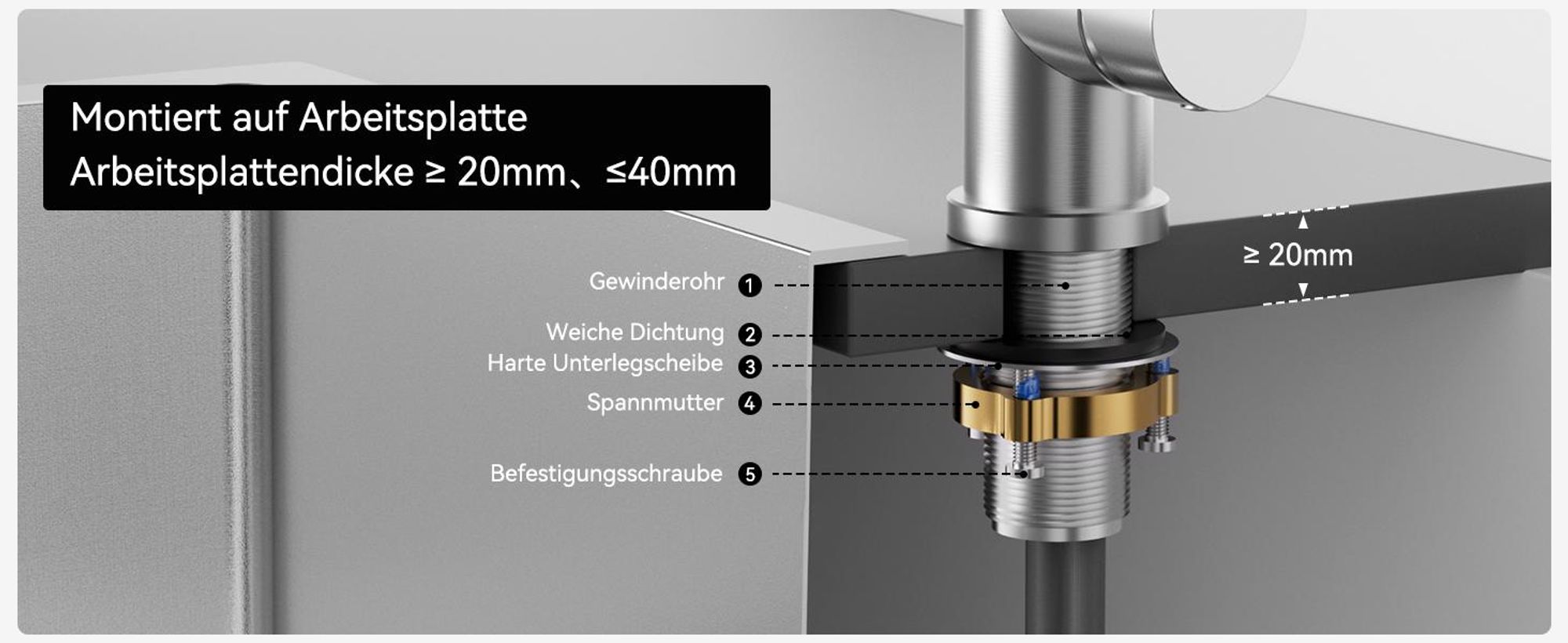Wasserhahn Küchenarmatur, 360° Drehbar Spültischarmatur, Cecipa Ausziehbare Küchenarmatur 304 Edelstahl, Ausziehbarer Wasserhahn, Gebürstet