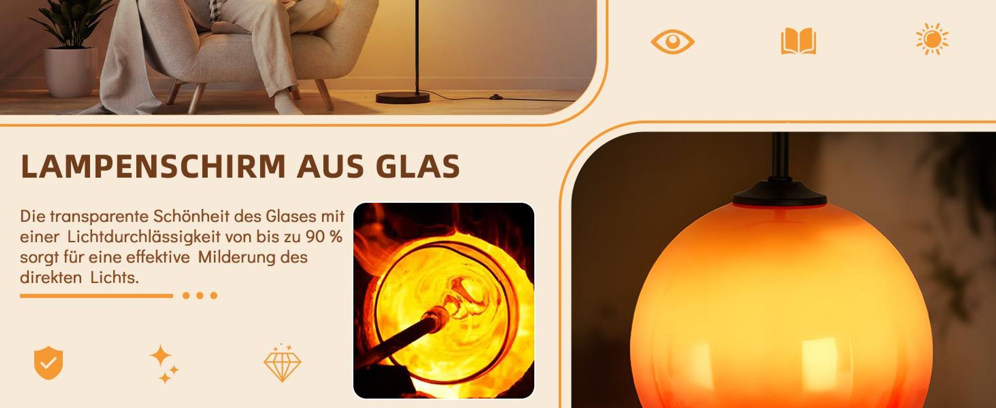 ZMH Bogenlampe Wohnzimmer Stehlampe mit Fußschalter E27 Fassung ohne Leuchtmittel 140-160cm Eisen Glas Lampenschirm 40W drehbarer Arm für Schlafzimmer