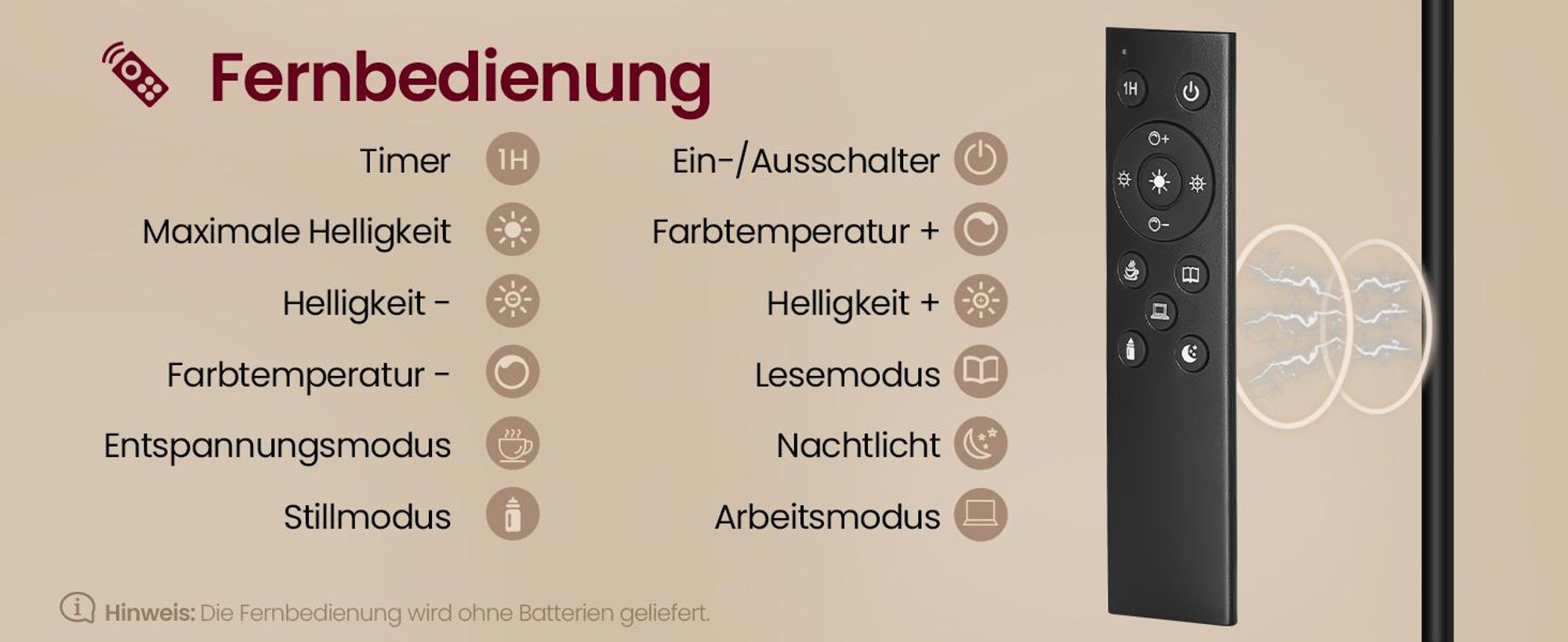 VASAGLE LED Standleuchte höhenverstellbar, Stehlampe mit drehbarem Lampenkopf, Timer, Memory, Schlafzimmer Wohnzimmer, schwarz