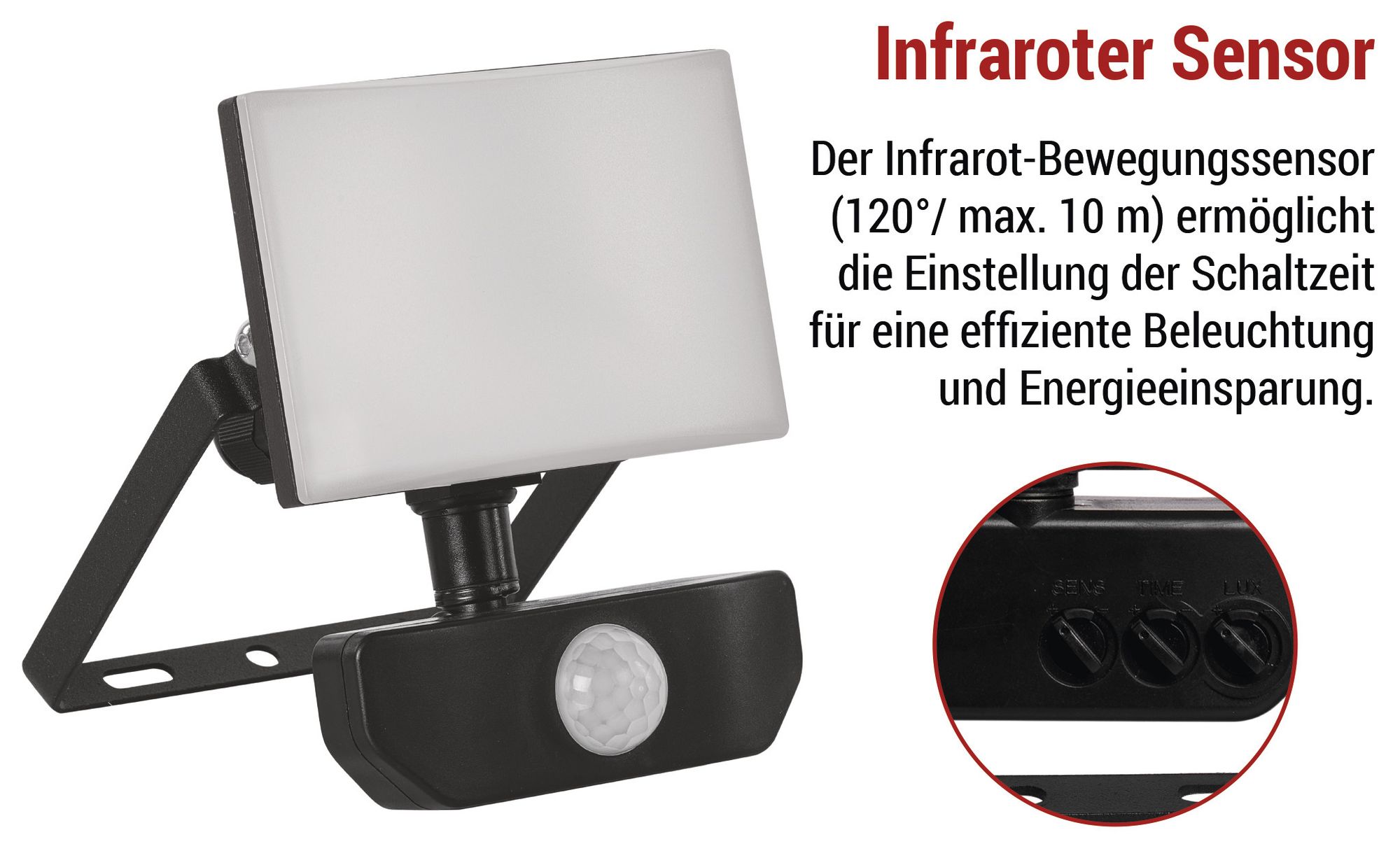 EMOS - LED-Strahler Tambo mit Bewegungsmelder - dünnes Aluminium Flutlicht - wasserdicht - neutralweiß - 1000 lm - 10 W - für Außen - schwarz, ZS2912
