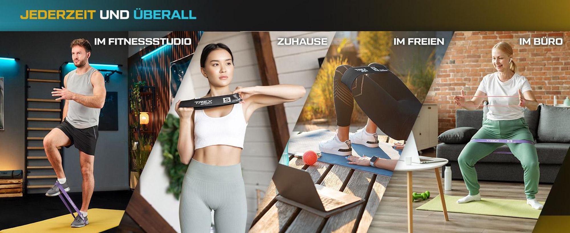 TREX SPORT Gymnastikband 5 Stück Set TX-065RBC Widerstandsband | Fitnessband 100% Latex, 1-18 kg, robust, elastisch | Resistance Band Mehrfarbig