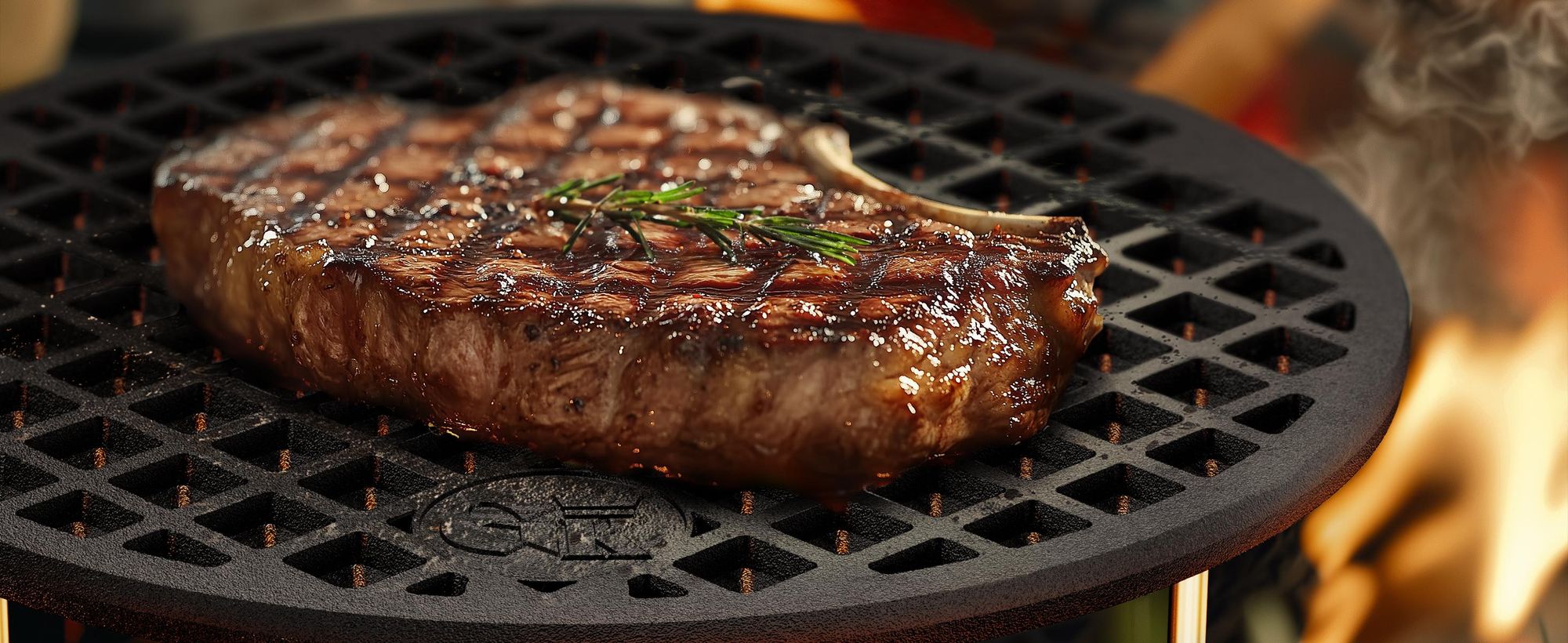 Gusskönig Gusseisen Grillrost mit Beinen Ø30 cm - Grillrost Kohle - Grillrost Dreibein Gusseisen Dutch Oven Untersetzer - Feuerrost Grill Zubehör