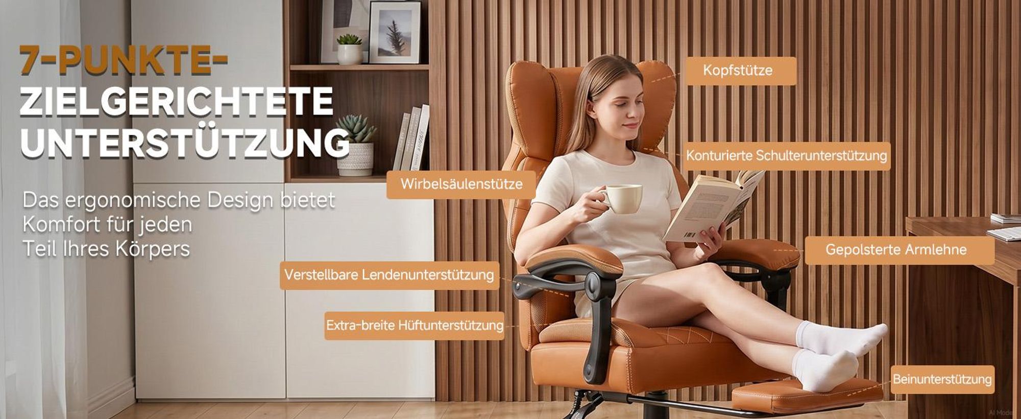 GTPLAYER Gaming Stuhl, Ergonomischer Bürostuhl mit Fußstütze und Lendenstütze, Hochlehner Chefsessel für Große, breiter Computersessel, Höhenverstellb