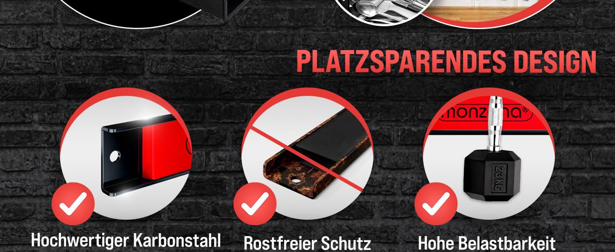 DEUBA® 3x Magnetleiste 60cm 23kg Tragkraft Magnetisch Werkzeugleiste Werkzeughalter Werkzeugwand Werkstatt Werkzeug Organizer inkl. Montagematerial